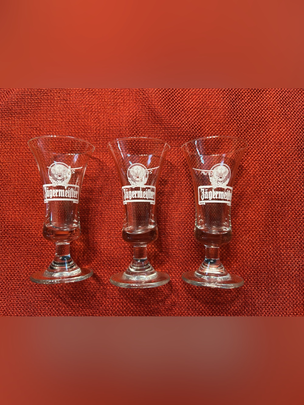 Jagermeister Clear Glass Shot Glasses with White Logo - Set of 3